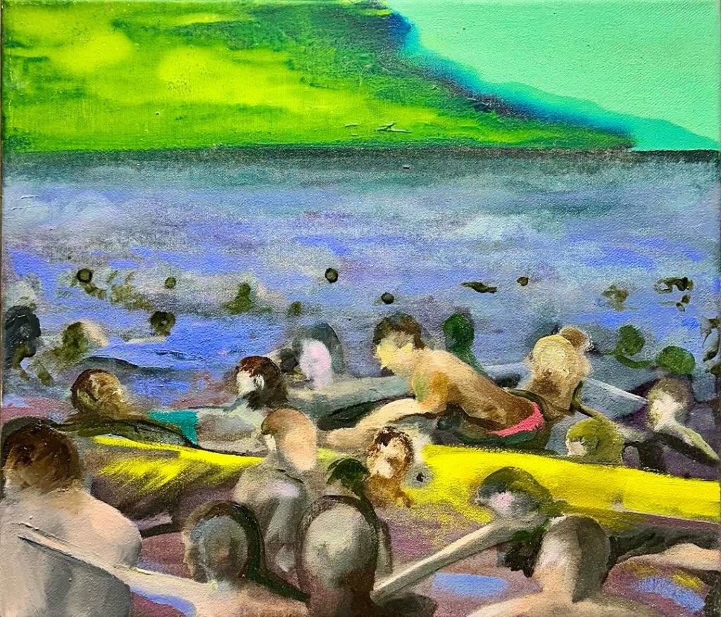 Too dead for dreaming ( Banana Boat ), 35 x 40 cm , oil on canvas, 2025